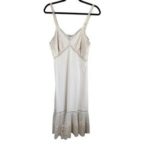 Vintage Floral Lace Slip Dress Cream 36 Lingerie 50s Feminine Retro Pin Up Chic